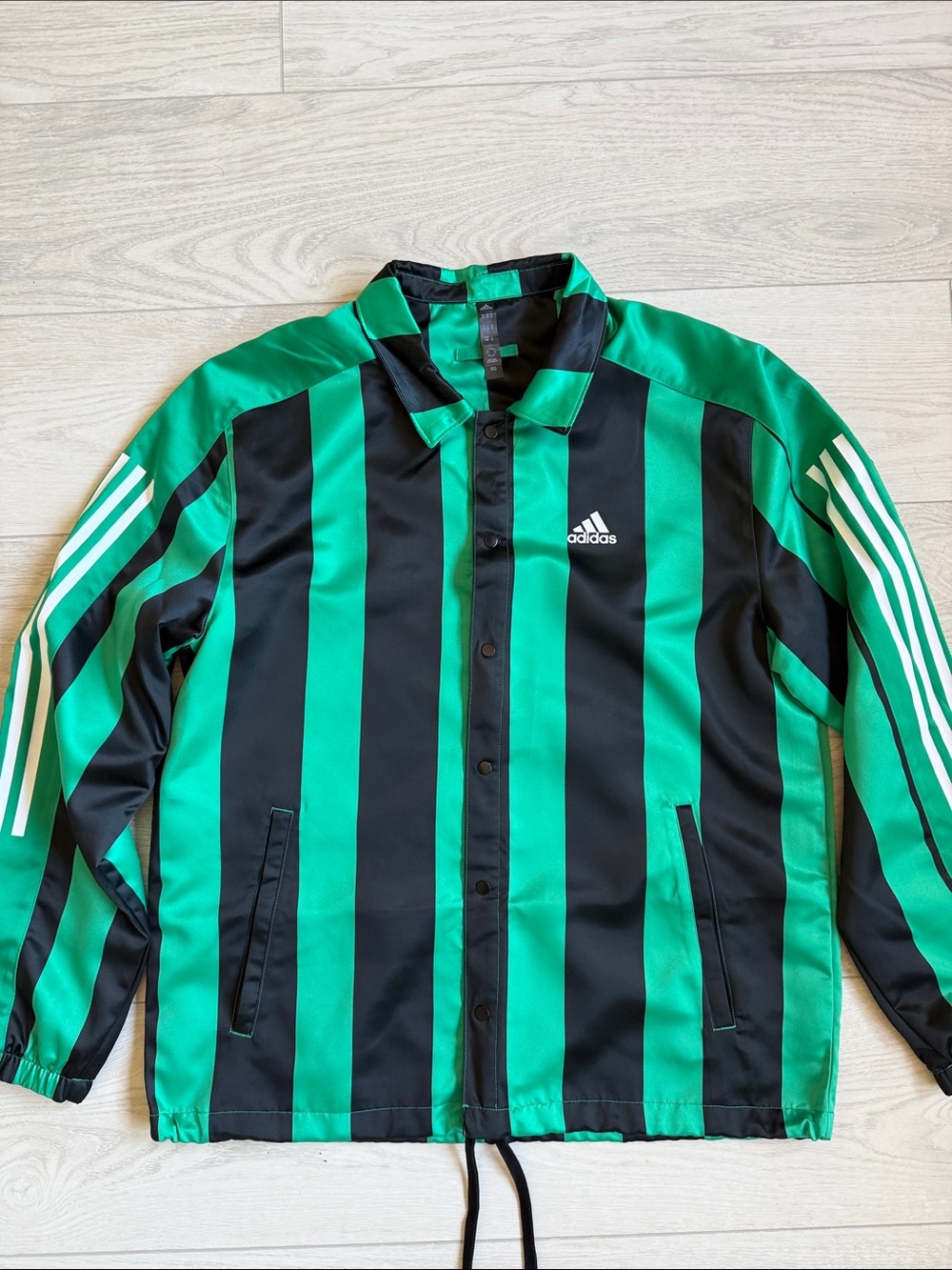adidas Men’s Green & Black Satin Coaches Jacket